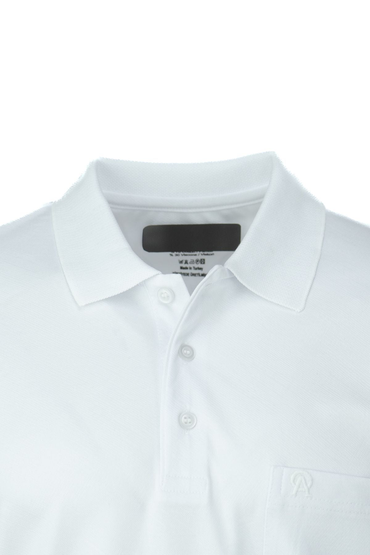 Erkek Pamuklu Merserize Kumaş T-Shirt Düğmeli Polo Yaka Cepli Kısa Kol Şık Desenli Tam Kalıp